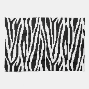 8 Bit Pixel Zebra Print Design Pattern Kitchen Towel