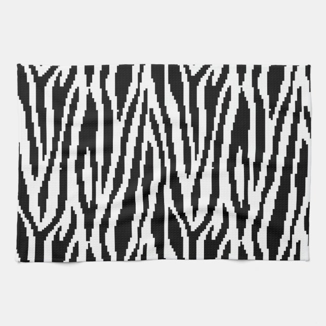 8 Bit Pixel Zebra Print Design Pattern Kitchen Towel (Horizontal)
