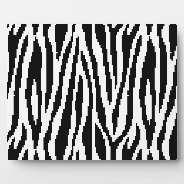 8 Bit Pixel Zebra Print Design Pattern Plaque (Front)