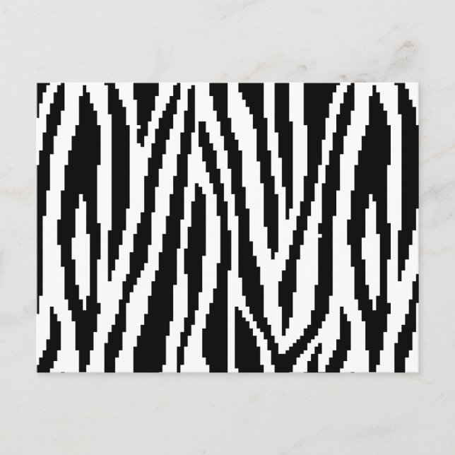 8 Bit Pixel Zebra Print Design Pattern Postcard (Front)