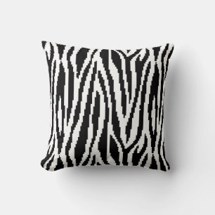 8 Bit Pixel Zebra Print Design Pattern Throw Pillow