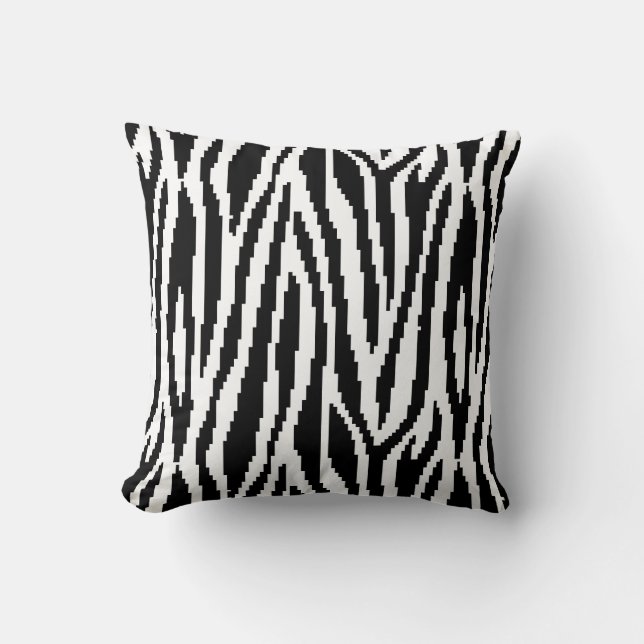 8 Bit Pixel Zebra Print Design Pattern Throw Pillow (Front)