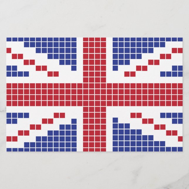 8-bit Pixels Union Jack British(UK) Flag Stationery (Front)