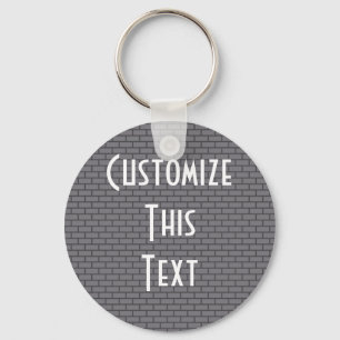 8-Bit Retro Brick, Grey Keychain