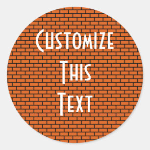 8-Bit Retro Brick, Orange Classic Round Sticker