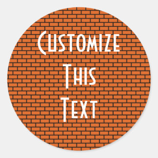 8-Bit Retro Brick, Orange Classic Round Sticker