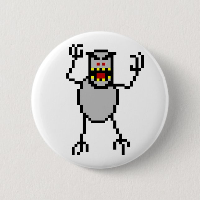 8-bit Retro Ski Free Yeti 2 Inch Round Button (Front)