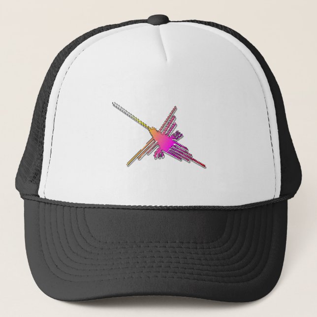 8 Bit Retro Video Game Nazca Lines Hummingbird Trucker Hat (Front)