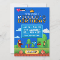 8-Bit Retro Video Game Pixel Art Gamer Birthday