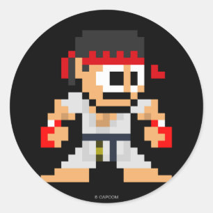 8-Bit Ryu Classic Round Sticker