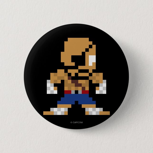 8-Bit Sagat 2 Inch Round Button (Front)
