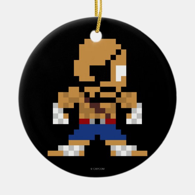 8-Bit Sagat Ceramic Ornament (Front)