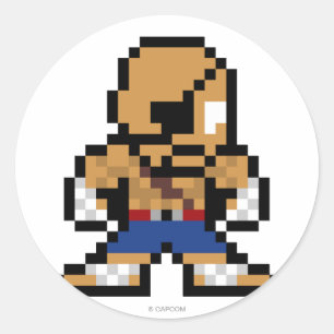 8-Bit Sagat Classic Round Sticker
