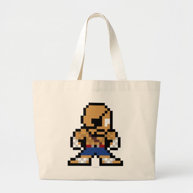 8-Bit Sagat Large Tote Bag (Front)