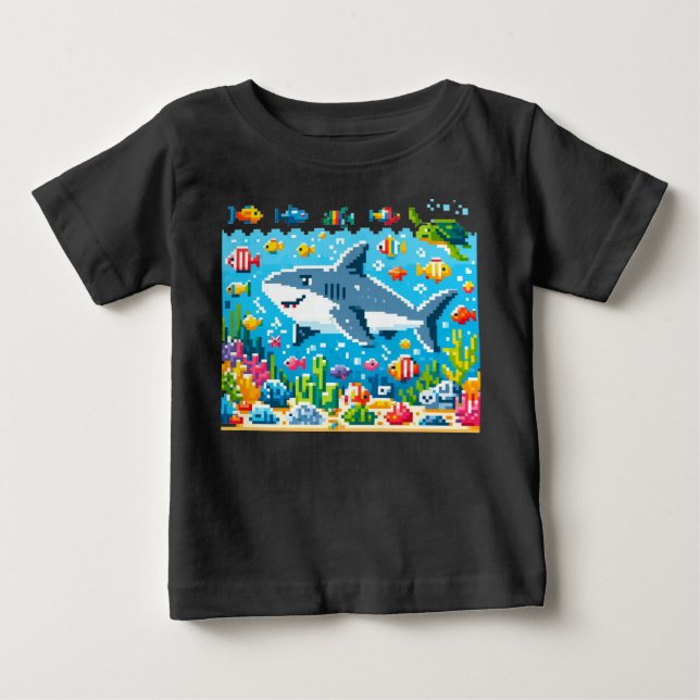 8-Bit Shark Adventure T-Shirt (Front)