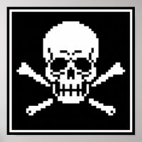 8-Bit Skull And Crossbones Pixel Art Poster
