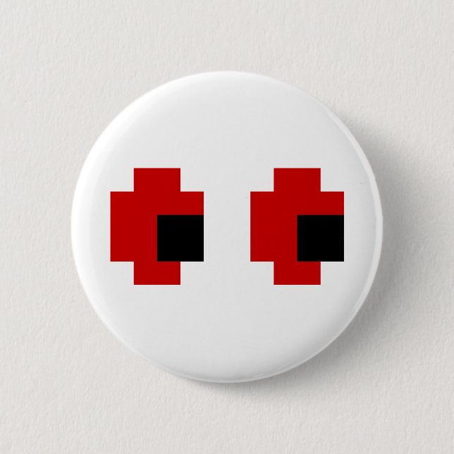 8 Bit Spooky Red Eyes 2 Inch Round Button (Front)
