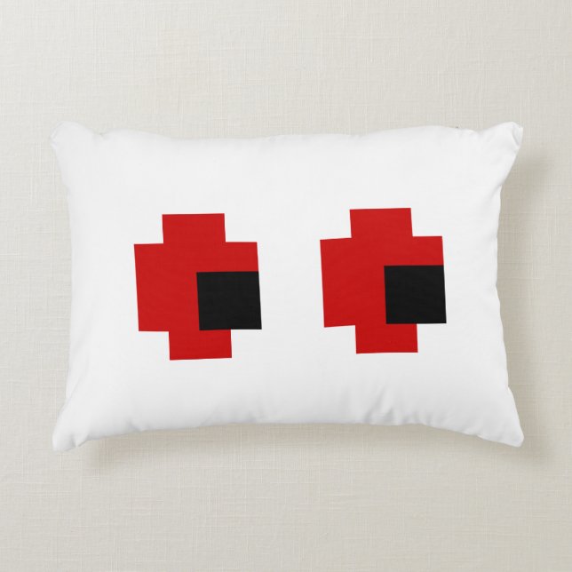 8 Bit Spooky Red Eyes Accent Pillow (Front)
