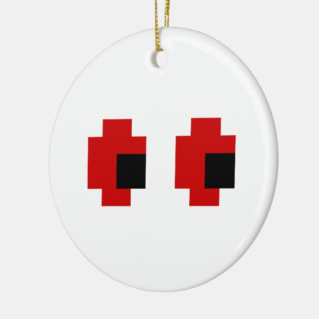 8 Bit Spooky Red Eyes Ceramic Ornament (Left)