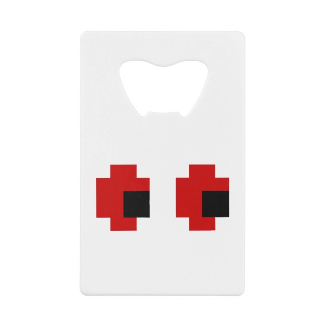 8 Bit Spooky Red Eyes Credit Card Bottle Opener (Front)