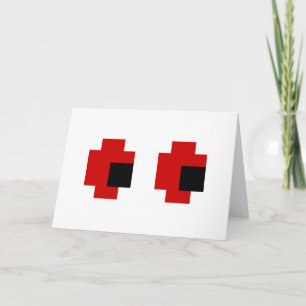8 Bit Spooky Red Eyes Halloween Card