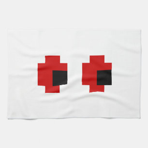 8 Bit Spooky Red Eyes Kitchen Towel