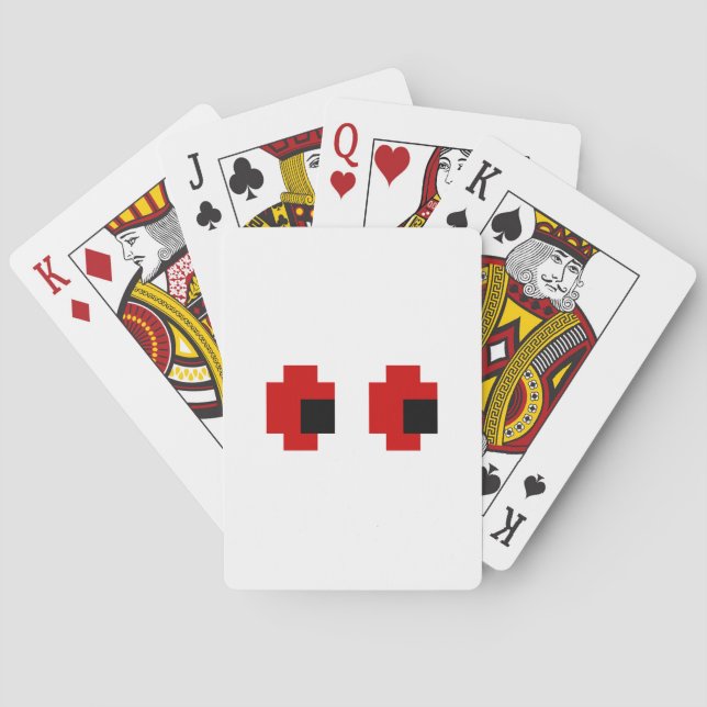 8 Bit Spooky Red Eyes Playing Cards (Back)