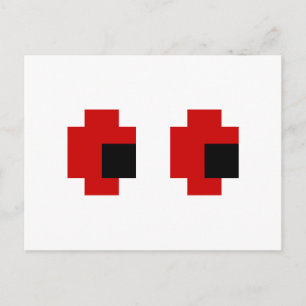 8 Bit Spooky Red Eyes Postcard