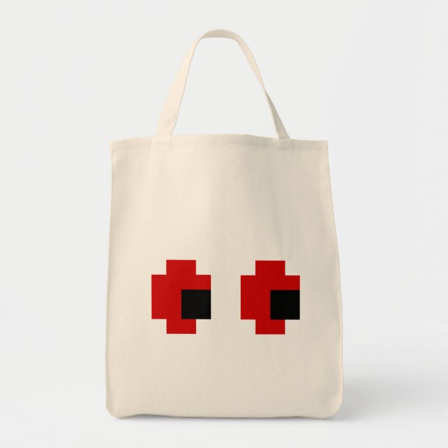 8 Bit Spooky Red Eyes Tote Bag (Front)