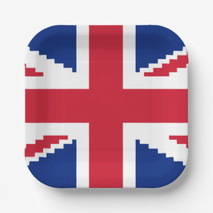 8 Bit Union Pixel Jack Paper Plate