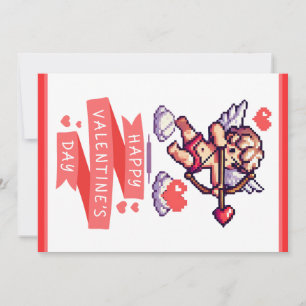 8 bit Valentine's Day classic/vintage Cupid Holiday Card