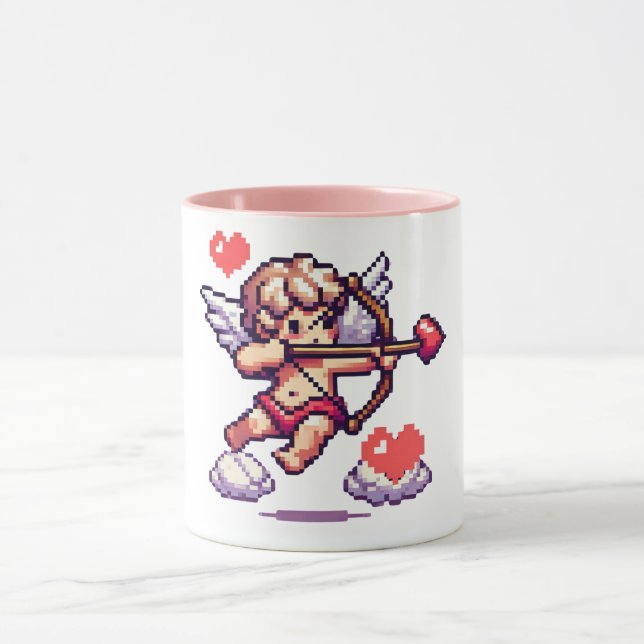 8 bit Valentine's Day classic/vintage Cupid Mug (Center)
