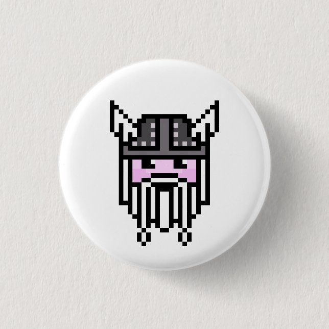 8 Bit Viking 1 Inch Round Button (Front)
