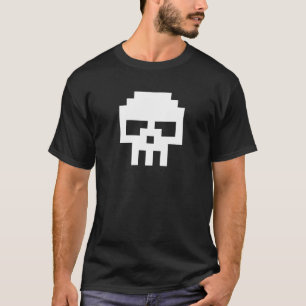 8 Bit White Pixel Skull T-Shirt