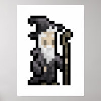 8-bit Wizard Pixel Art Poster