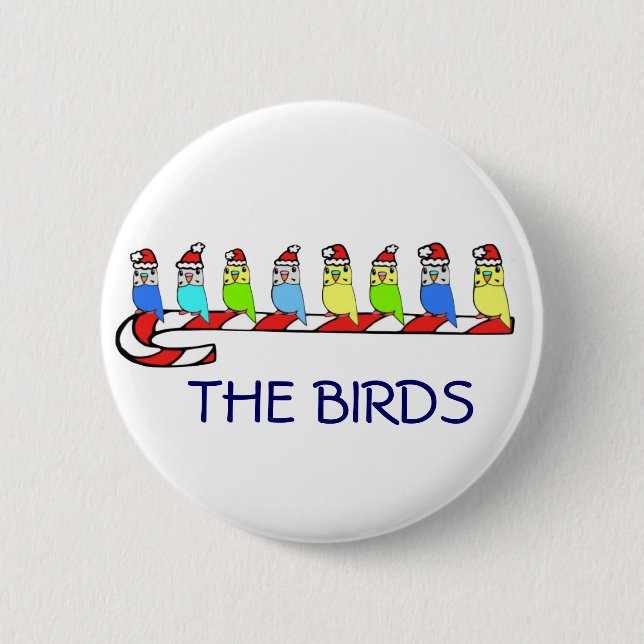 8 Budgies 2 Inch Round Button (Front)