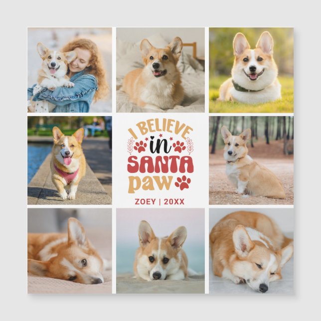 8 Collage De Photo Croire En Père Noël Paw Carte M (Devant)