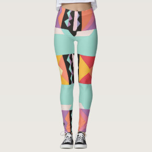8 colourful stripes and triangles leggings