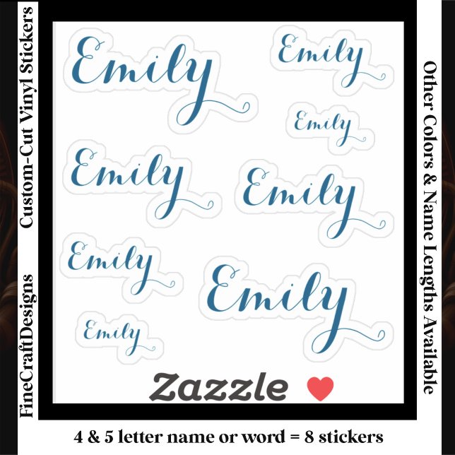 8 Custom Name Word, 4-5 letters Elegant Script Tel (Creator Uploaded)