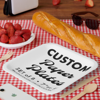 8 Custom Personalized BBQ 9" Square Paper Plates