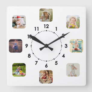 8 Custom Photo Collage Time Spent With Family  Square Wall Clock