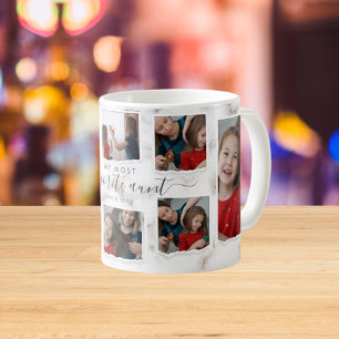 8 Eight Photo Collage Aunty Modern Elegant Family Coffee Mug
