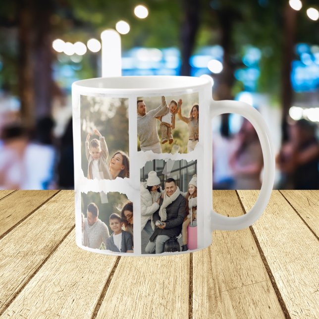 8 Eight Photo Modern Elegant Collage Family Love C Coffee Mug (Creator Uploaded)