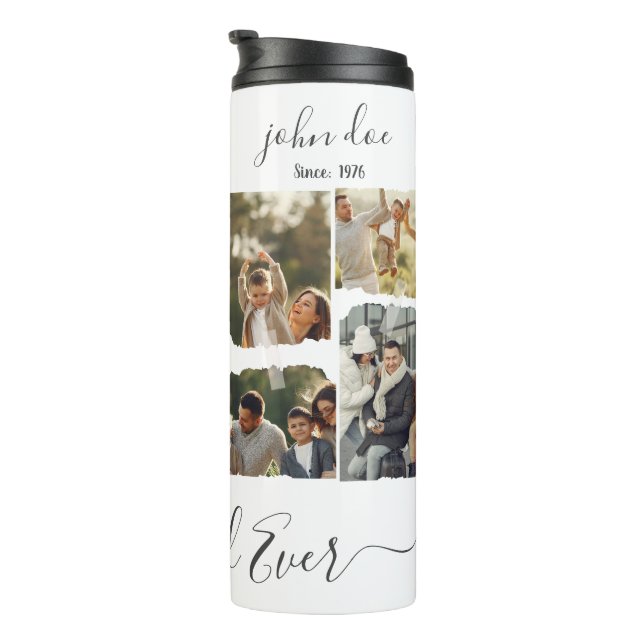 8 Eight Photo Modern Elegant Collage Family Love C Thermal Tumbler (Rotated Right)