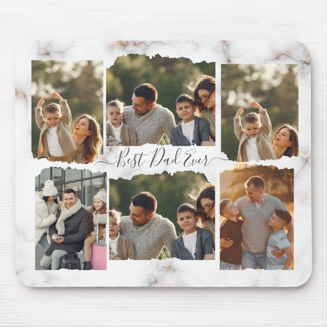 8 Eight Photo Modern Elegant Collage Family Love Mouse Pad (Front)