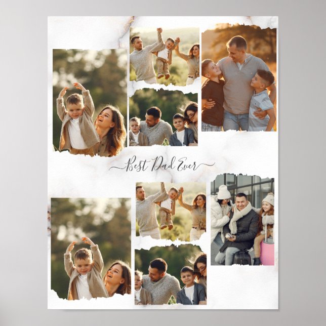 8 Eight Photo Modern Elegant Collage Family Love Poster (Front)