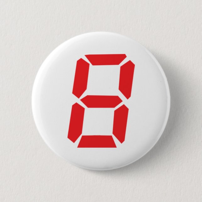 8 eight  red alarm clock digital number 2 inch round button (Front)
