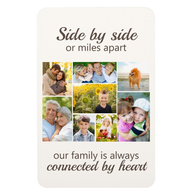 8 Family Photo Keepsake Connected by Heart  Magnet (Vertical)