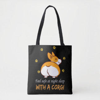 8 Feel Safe At Night Sleep With A Corgi Tote Bag