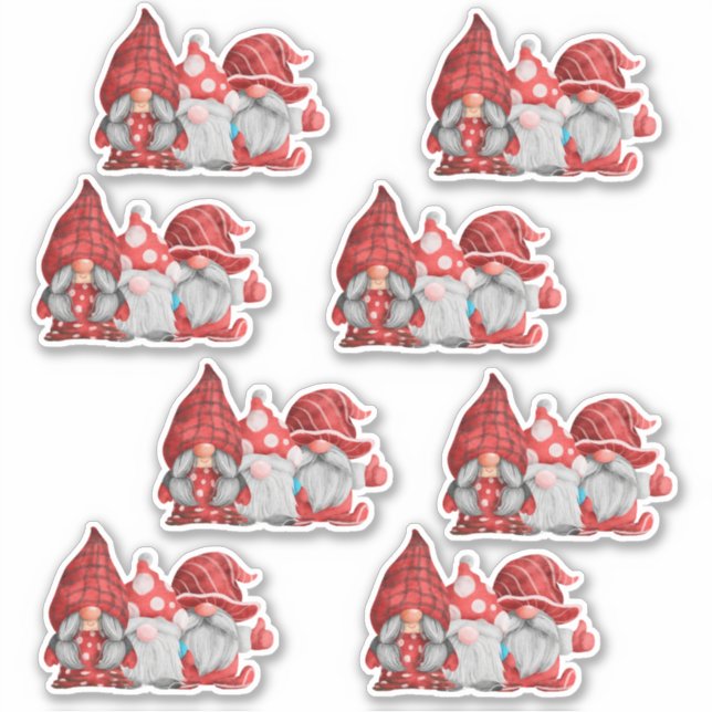 8 Gnomes stickers red and blue Christmas  (Front)
